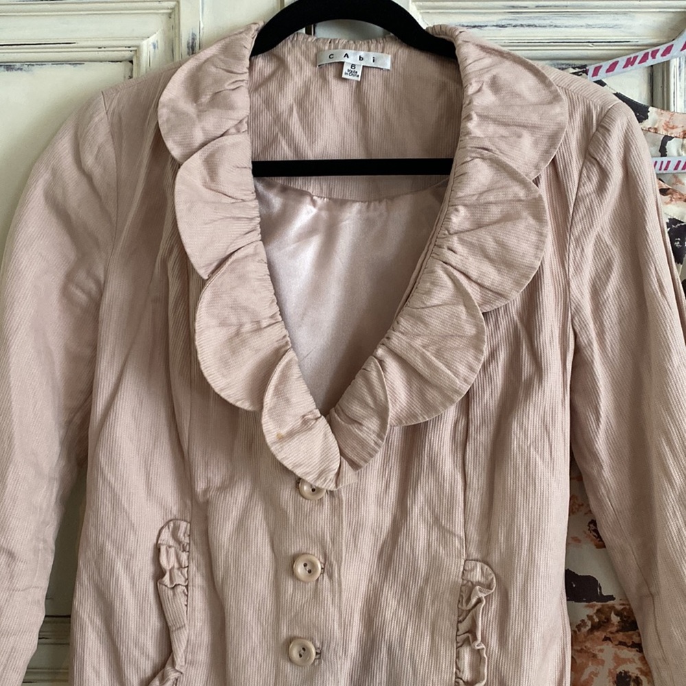 LOT Cabi pink petal jacket 6 & SS silk blouse M & ruched tank M - Picture 2 of 4
